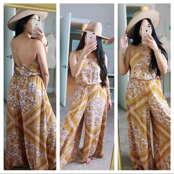 Jaase Pants - SOLD🥊JAASE Marigold Paisley Jumpsuit Boho Style M
